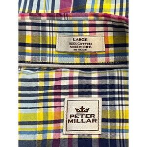 Peter Millar Mens Large Multicolor Plaid Button Down Long Sleeve Shirt‎ EUC